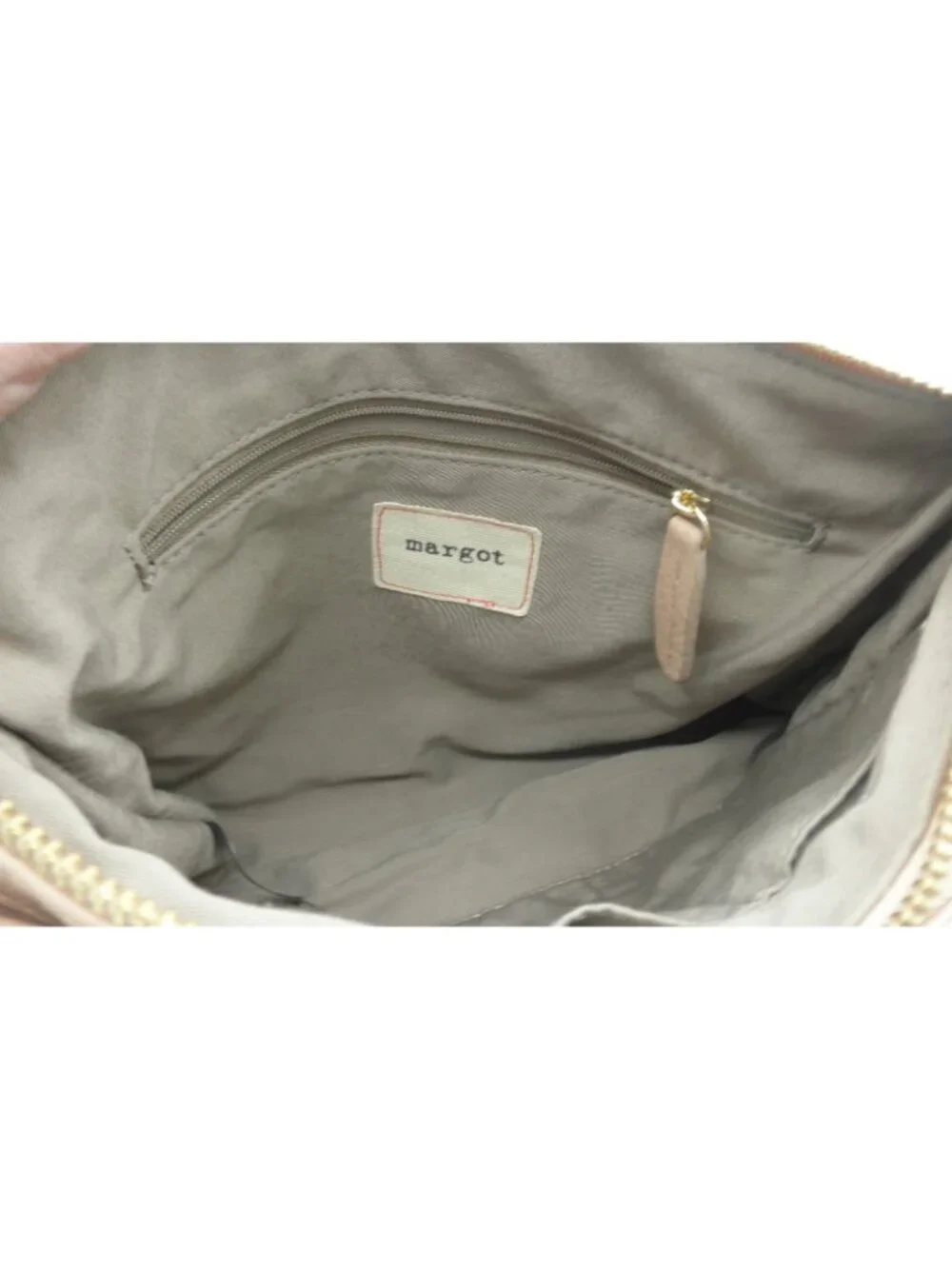 Margot Peach Blush Leather Double Top Zip Crossbody Shoulder Bag Genuine Leather - Picture 10 of 16